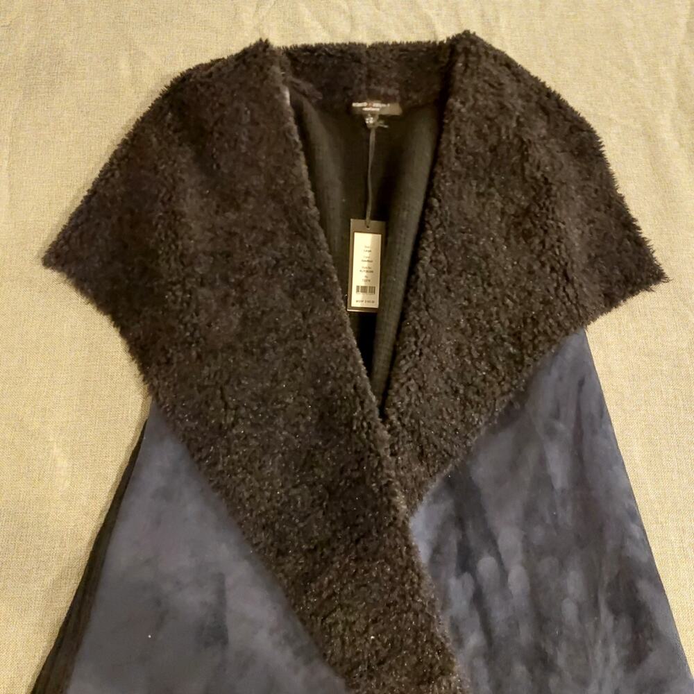 Vintage Romeo & Juliet Couture Faux Fur Vest Y2K Slate/Black Woman's Large